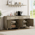WAMAPT Buffet Cabinet with 4 Doors and 2 Drawers, Large Coffee Bar Table Wood - Image 6