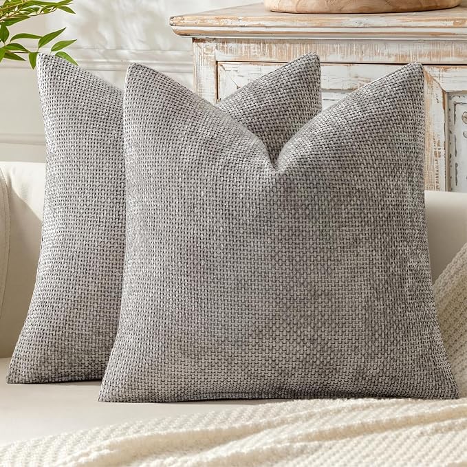 MIULEE Decorative Couch Throw Pillow Covers 20x20 Inch Light Gray 2 Pack | by MIULEE