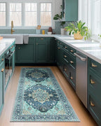 RELEANY Washable Area Rug, Runner 2'x6', Teal | Non-Slip, Water Repellent - Image 8