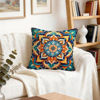 OBSEDE Boho Mandala Throw Pillow Covers Set of 4, 18x18 Inch Blue and Orange - Image 8