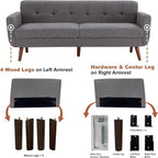 Tbfit 77.2" W Linen Sofa Couch, Mid Century Modern Decor Loveseat Couches - Image 9