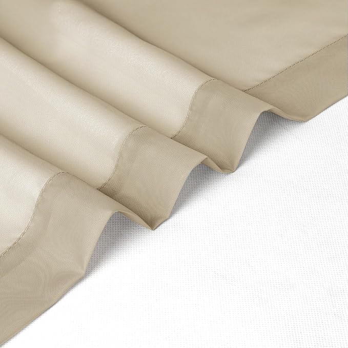 Chyhomenyc Taupe Sheer Valance for Windows, 2 Pack | Light Filtering Voile Soft - Image 6