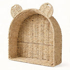Arched Bear Nursery Wall Shelf, Handwoven Wicker Nursery Shelf by Rattanzenith