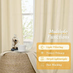 Semi Sheer Beige Linen Curtains 63 Inch Length - Image 9
