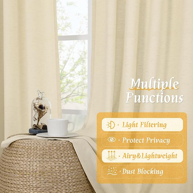Light Filtering 72 Inch Linen Curtains - Image 9