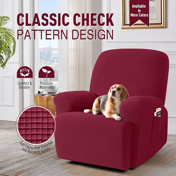 TAOCOCO Recliner Cover 4-Pieces, Recliner Stretch Sofa Slipcover, Recliner - Image 2