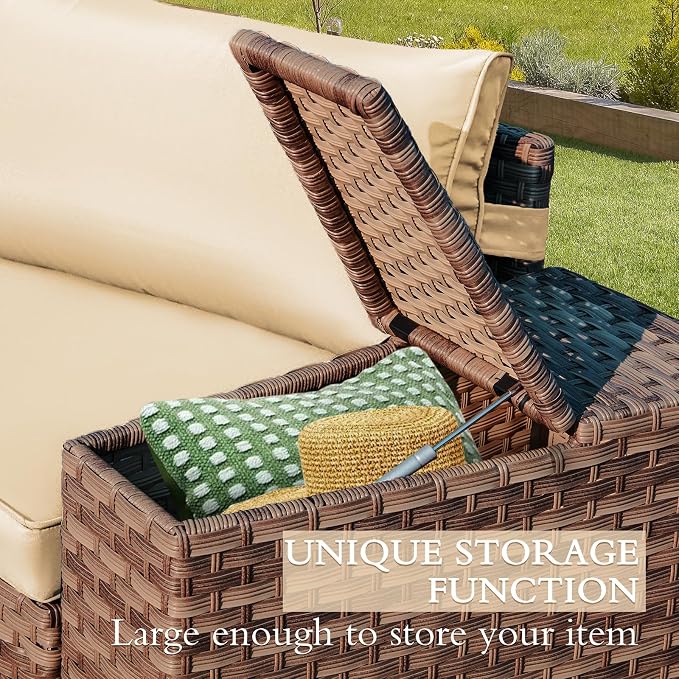 ECOTOUGE 7 Piece Patio Furniture Sets, Half-Moon Circle Conversation Set - Image 2