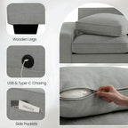 TEKAMON 100" Modular Sofa with Seats Storage, Comfy 3-Seater Chenille Fabric - Image 7
