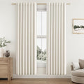 100% Blackout Linen Curtains for Bedroom 78 Inches Long Natural Cream Black Out by Guken