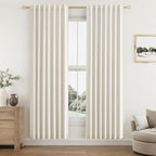 100% Blackout Linen Curtains for Bedroom 78 Inches Long Natural Cream Black Out by Guken
