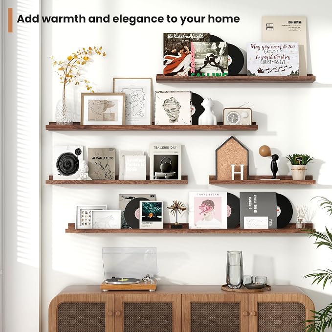 Fun Memories Picture Ledge Shelves Set of 2, 32 Inch Rustic Wall Mounted - Image 7