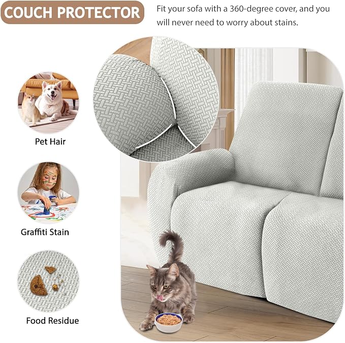 ALIECOM 100% Waterproof Recliner Sectional Couch Covers L Shape Stretch Corner - Image 6