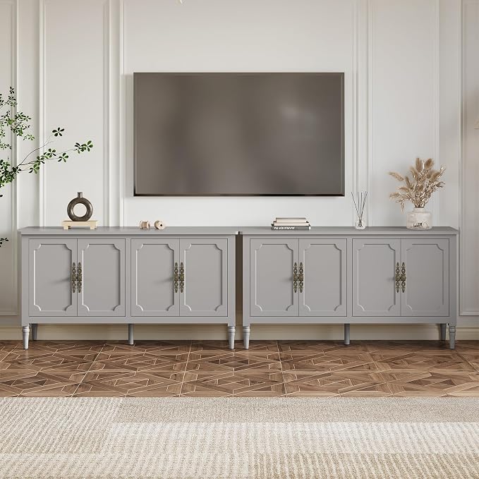 FansaFurn Sideboard with 4 Doors, Mid-Century Console Table with Adjustable - Image 7