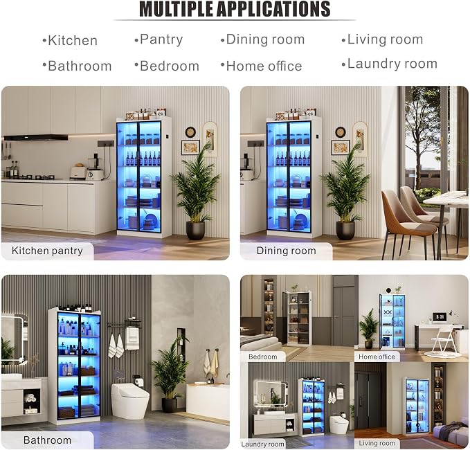 Dystler Display Cabinet with Doors and Adjustable Shelves, 5 Tier Display Case - Image 6