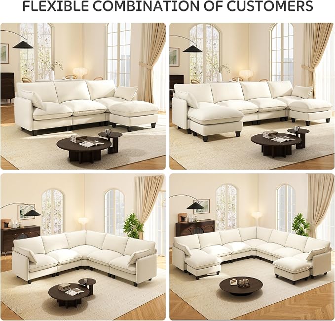 Ihanherry 141" Oversized V-Shaped Modular Sectional Couch, 9-Seater Cloud Sofa - Image 8