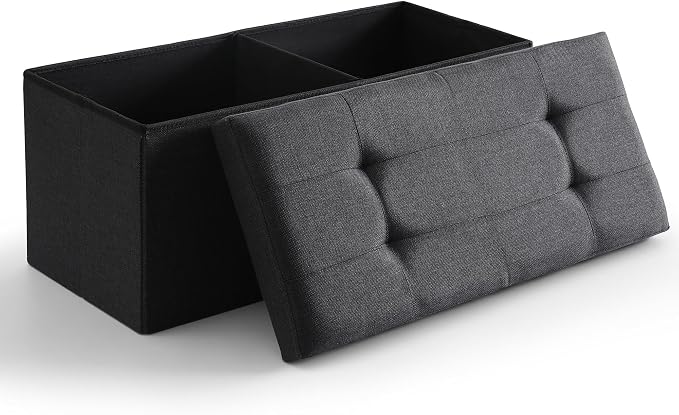 Storage Ottoman Bench Foldable Seat Footrest Shoe Bench End of Bed Storage by CUYOCA-MakeYouFeelComfort