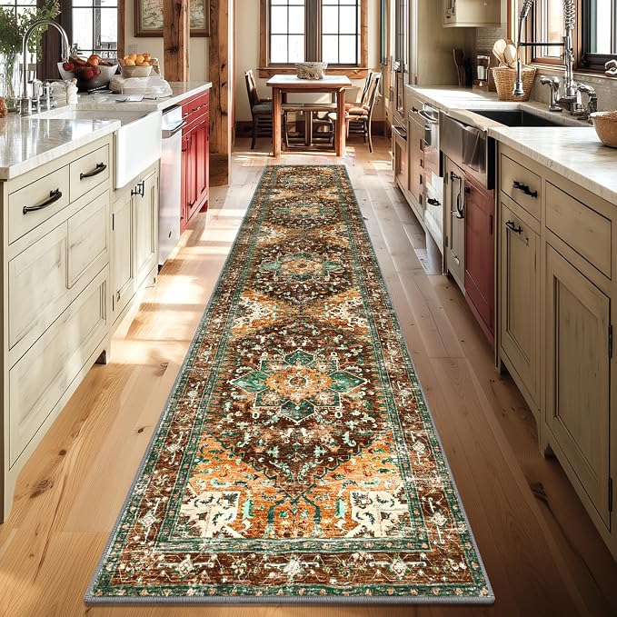 Yamaziot Washable Runner Rug, 2x10 Non-Slip Boho Hallway Kitchen Rug | Stain - Image 6