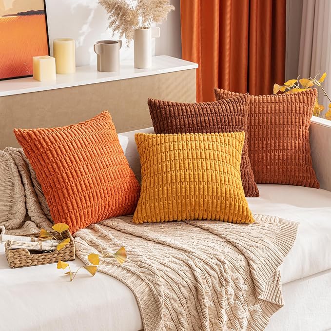 MIULEE Fall Decorative Throw Pillow Covers 20x20 Burnt Orange Pack of 2 | Soft - Image 8