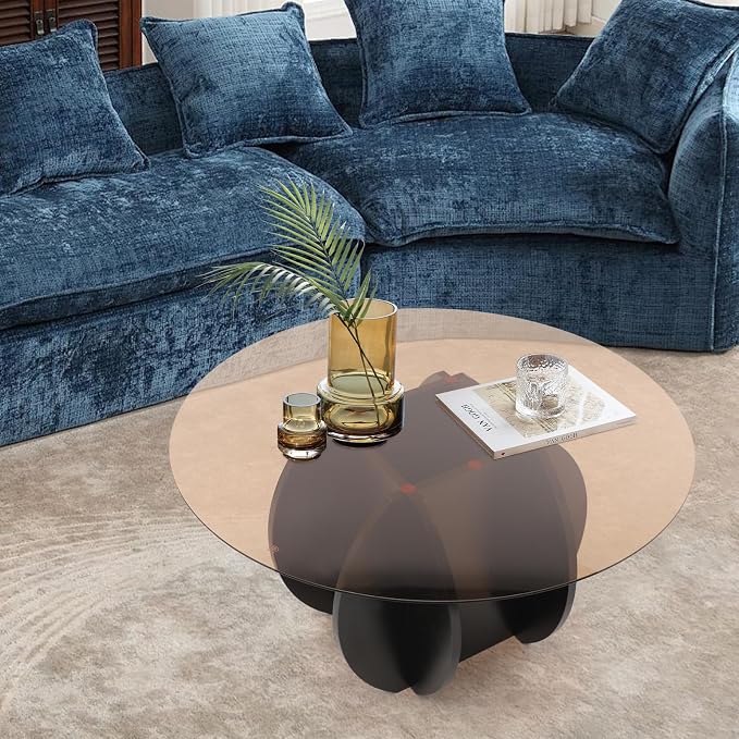 Round Glass Coffee Table for Living Room - Image 2