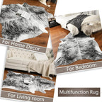 Western Faux Cowhide Rug, Animal Cow Hide Rug, 6.2 x 5.2 Ft Black | Premium - Image 7