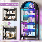 HNEBC 69" Display Case with RGB Lights, Arched 5-Tier Tempered Glass Display - Image 5