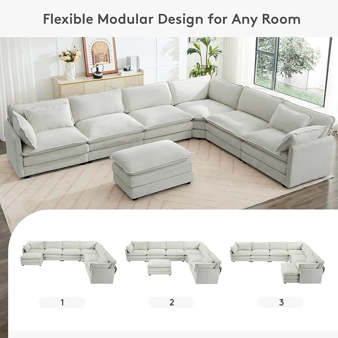 ROWHY 150'' Modular Sectional Corner Cloud Couch, 7 Seater Sofa Big Comfy - Image 4