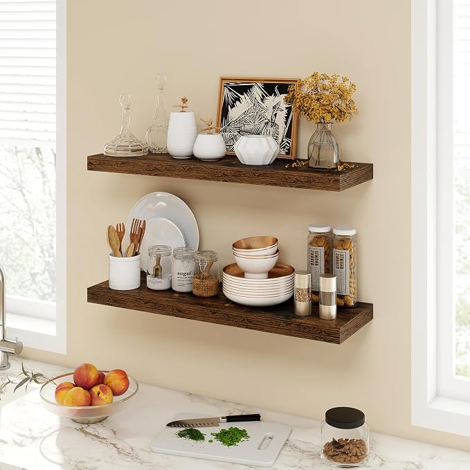 Acovy 30 Inch Floating Shelves, 9.3" Deep Floating Shelf Wall Mounted, Rustic - Image 2