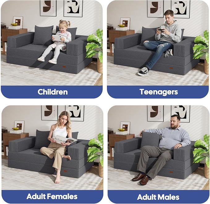 COMAX Futon Sofa Bed, 4‑in‑1 Convertible Sofa Bed, Folding Boneless Couches - Image 8
