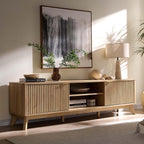 OKD 70" Mid Century Modern Fluted TV Stand, Entertainment Center, Media Console - Image 6