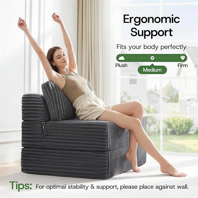 Convertible 4-in-1 Folding Sofa Bed Boneless Sleeper Chair Couch Foldable - Image 6
