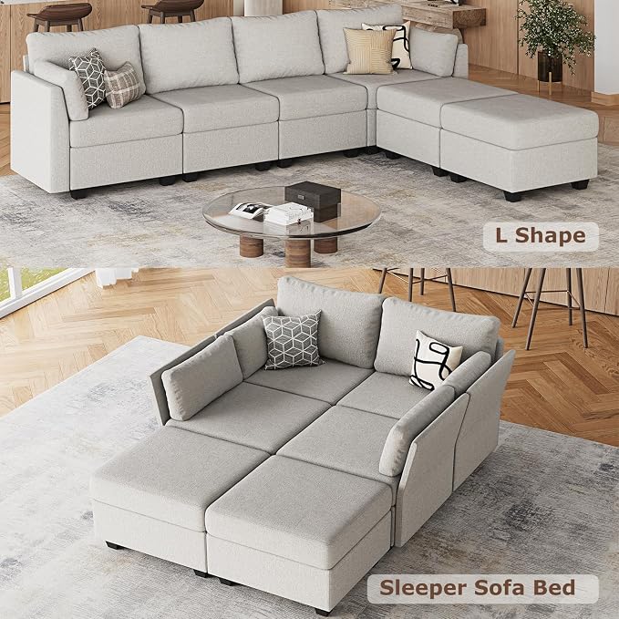 Huatean Home 114.17" Modular Sectional Sofa, 6 Seat Modular Couch - Image 6