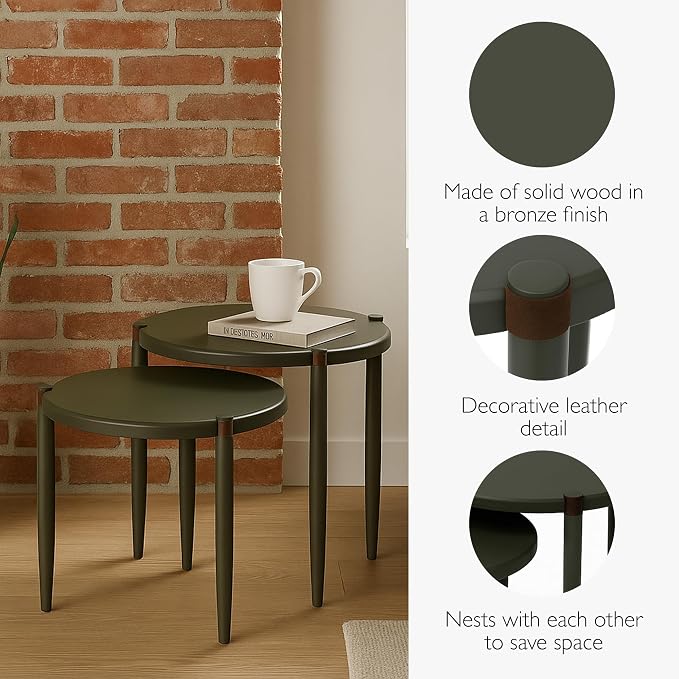 Leick Home Redonda Bay Side Tables 2 Pack, Urbane Bronze, Small Table 21.6 in H - Image 6