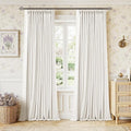 Pinch Pleated Blackout 102 Inch Bedroom Curtains Ivory Linen Dual Layer | by Twodrapes