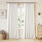 Pinch Pleated Blackout 102 Inch Bedroom Curtains Ivory Linen Dual Layer | by Twodrapes