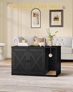 Hzuaneri Cat Litter Box Enclosure, Hidden Litter Box Cabinet Furniture - Image 2