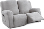 Recliner Loveseat Covers, 4-Piece Stretch Geometric Strokes Jacquard Reclining by Unknown