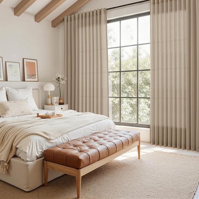 Sepia Beige Linen Curtains 120 Inches Long - Image 7
