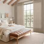 Sepia Beige Linen Curtains 84 Inch Length 2 Panels Set - Image 7