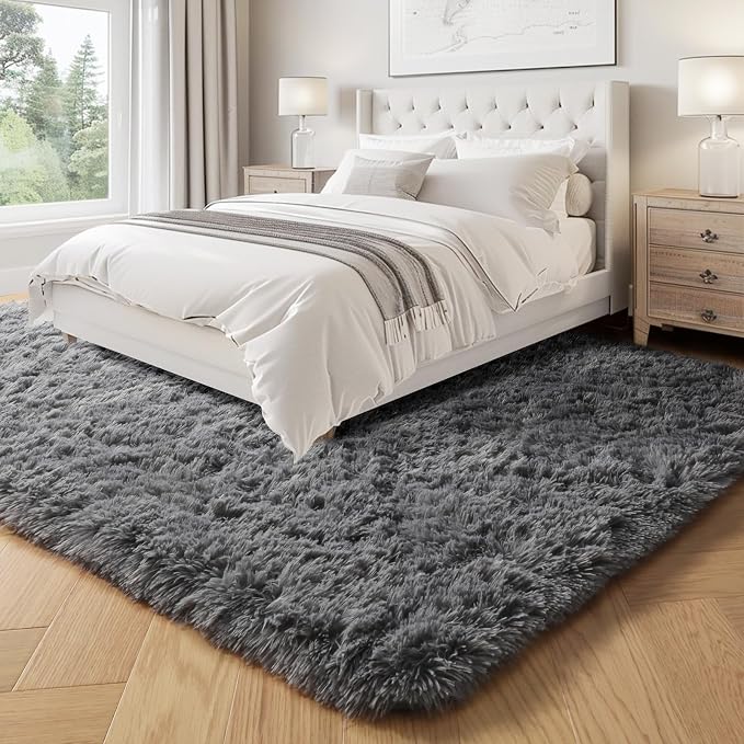 Plush Washable Area Rugs for Living Room 5x7 Grey, Soft Shaggy Rugs Carpets | - Image 4
