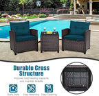 Tangkula 3 Pieces Patio Furniture Set, PE Rattan Wicker 3 Pcs Outdoor Sofa Set - Image 7