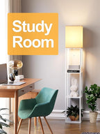 Floor Lamp with Shelves for Living Room White, Shelf Floor Lamp with 3 CCT LED - Image 9