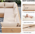 UPHA 7 Pieces Patio Furniture Sets, Wicker Outdoor Sectional Sofa Couch - Image 5