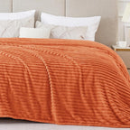 BEDELITE Ribbed Jacquard Burt Orange King Size Blanket - Image 7
