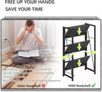 4NM No Assembly Folding Bookshelf Storage Shelves 3 Tiers Vintage Bookcase - Image 6