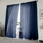 Chyhomenyc Navy Blue Sheer Curtains 84 Inches Long 2 Panels | Light Filtering - Image 2