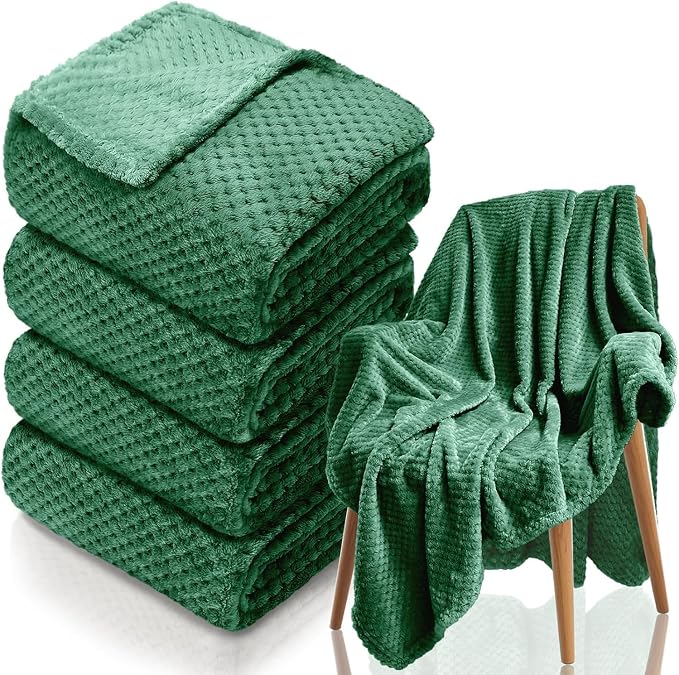 4 Pack Fleece Throw Blankets 50x60 Inches by Tewloss