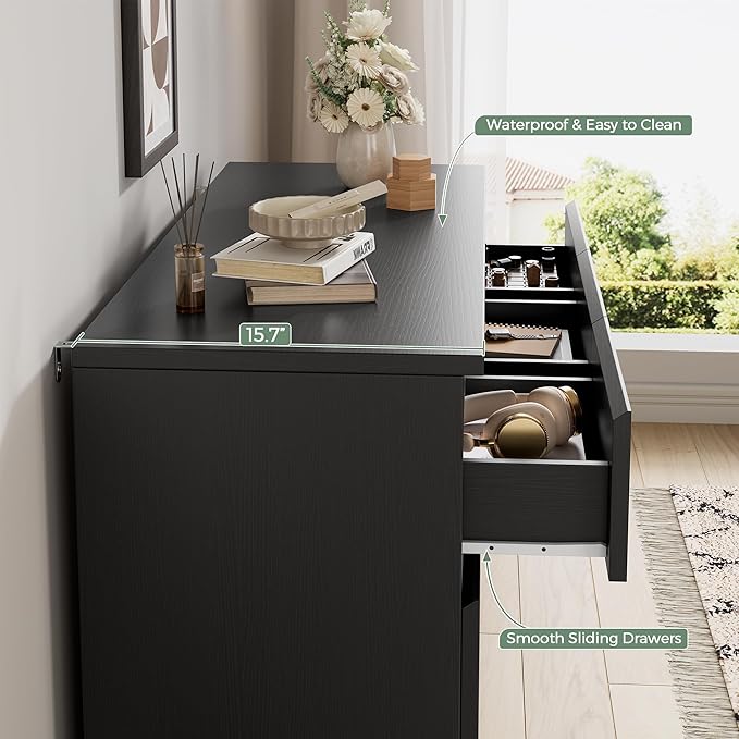 Jocoevol Modern Black 7 Drawer Dresser - Image 4