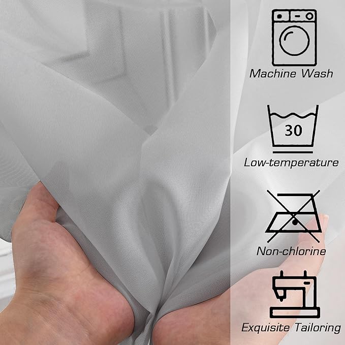 Light Grey Sheer Curtains 54 Inch Length - Image 4