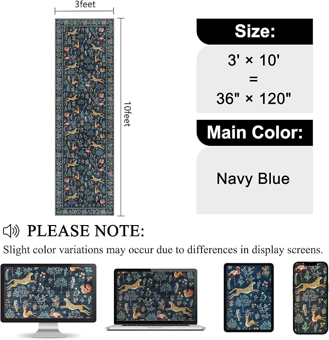 DUKINO 3x10 Washable Runner Rug, Non Slip Animal Rug - Image 2