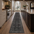 Schweek 2x12 Washable Runner Rug Non Slip Vintage Black Kitchen Runners | - Image 3